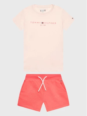 Tommy Hilfiger Komplet t-shirt i szorty sportowe KG0KG07281 D Różowy Regular Fit