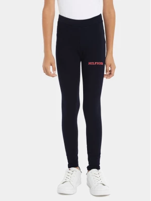 Tommy Hilfiger Legginsy Monotype KG0KG07880 D Granatowy Slim Fit