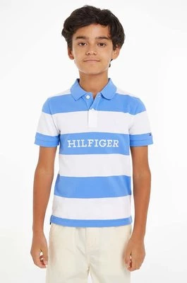 Tommy Hilfiger polo bawełniane dziecięce kolor niebieski wzorzysty