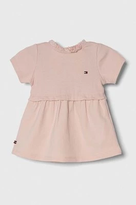 Tommy Hilfiger sukienka bawełniana niemowlęca kolor różowy mini rozkloszowana