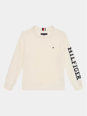 Tommy Hilfiger Sweter Monotype KB0KB08364 D Écru Regular Fit