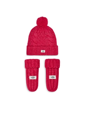 Ugg Zestaw Czapka i Rękawiczki K Infant Knit Set 22726 Różowy