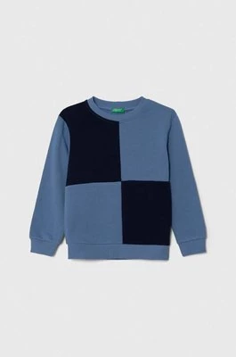 United Colors of Benetton bluza bawełniana dziecięca kolor niebieski wzorzysta