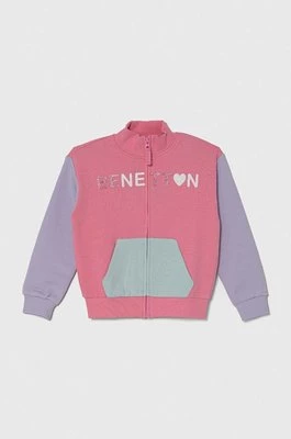 United Colors of Benetton bluza bawełniana dziecięca kolor różowy wzorzysta