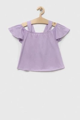 United Colors of Benetton bluzka bawełniana dziecięca kolor fioletowy gładka