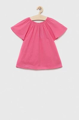 United Colors of Benetton bluzka bawełniana dziecięca kolor różowy