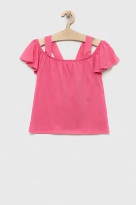 United Colors of Benetton bluzka bawełniana dziecięca kolor różowy gładka