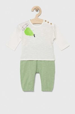 United Colors of Benetton komplet bawełniany niemowlęcy kolor zielony