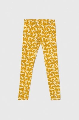 United Colors of Benetton legginsy dziecięce kolor żółty wzorzyste