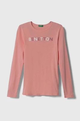 United Colors of Benetton longsleeve dziecięcy kolor różowy