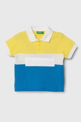 United Colors of Benetton polo bawełniane dziecięce kolor żółty wzorzysty