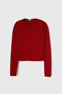 United Colors of Benetton sweter dziecięcy kolor czerwony lekki