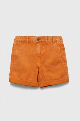 United Colors of Benetton szorty jeansowe dziecięce kolor pomarańczowy