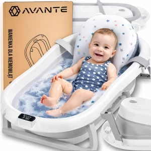 WANIENKA DLA DZIECI SKŁADANA DZIECIĘCA DLA niemowląt TERMOMETR LCD PODUSZKA