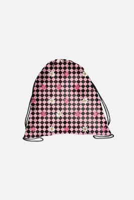 Worek na obuwie na WF Pink floral check różowa kratka BeUniq PASO
