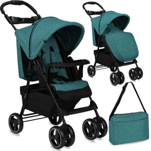 Wózek spacerowy MoMi ISLA zielony - lekki składany akcesoria torba śpiworek