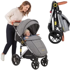 Wózek spacerowy składany uchwyt na kubek +folia szary SUMMER BABY