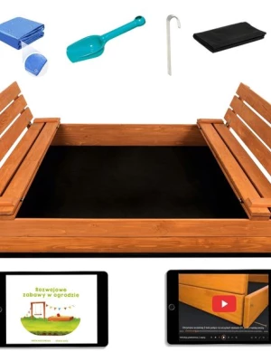 XXL Duża Piaskownica Impregnowana Drewniana Zamykana 150 cm BEZPIECZNA