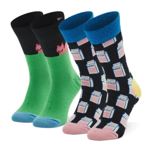Zestaw 2 par wysokich skarpet dziecięcych Happy Socks KCAT02-9300 Kolorowy