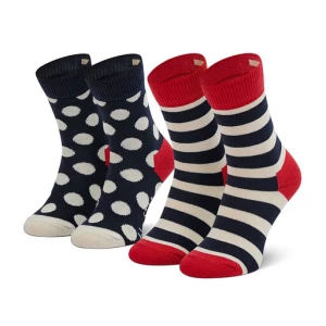 Zestaw 2 par wysokich skarpet dziecięcych Happy Socks KSTR02-4000 Granatowy