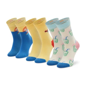 Zestaw 3 par wysokich skarpet dziecięcych Happy Socks XKTRA08-2000 Niebieski