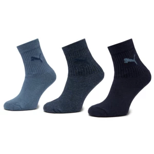 Zestaw 3 par wysokich skarpet dziecięcych Puma Junior Crew Sock 3P 907958 Granatowy