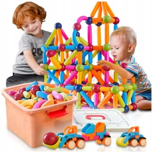 ZESTAW XL 128EL KLOCKI MAGNETYCZNE KONSTRUKCYJNE EDUKACYJNE STICKS PATYCZKI