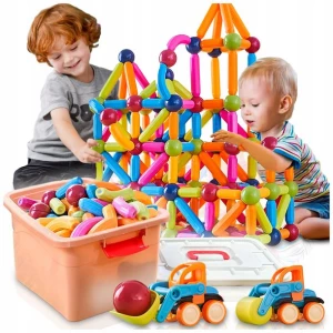 ZESTAW XL 128EL KLOCKI MAGNETYCZNE KONSTRUKCYJNE EDUKACYJNE STICKS PATYCZKI
