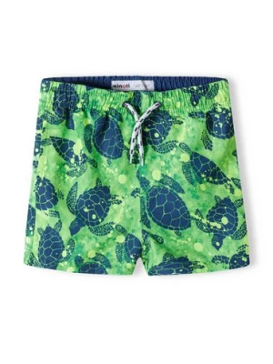 Zielone szorty kąpielowe dla chłopca w żółwie Minoti