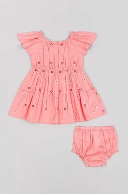 zippy sukienka bawełniana dziecięca kolor różowy mini rozkloszowana Zippy