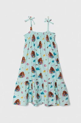 zippy sukienka bawełniana dziecięca x Disney kolor turkusowy mini rozkloszowana Zippy