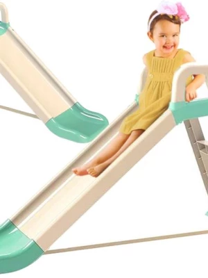 ZJEŻDŻALNIA Stabilna Ogrodowa dla Dzieci 140 cm beżowo-miętowa