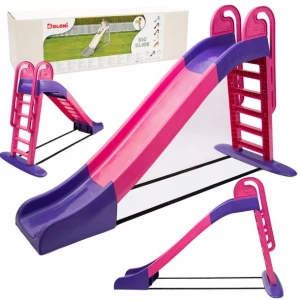 ﻿ZJEŻDŻALNIA XXL 243 cm Stabilna Ogrodowa dla Dzieci Różowa