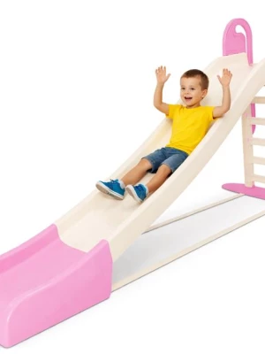 ZJEŻDŻALNIA XXL ogrodowa dla dzieci DUŻA 243cm różowo-beżowa