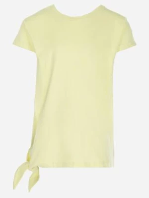 Żółta Koszulka z Krótkim Rękawem i Ozdobnym Wiązaniem Pryncess